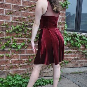 ‼️SOLD‼️Velvet Mesh Dress - Burgundy Red